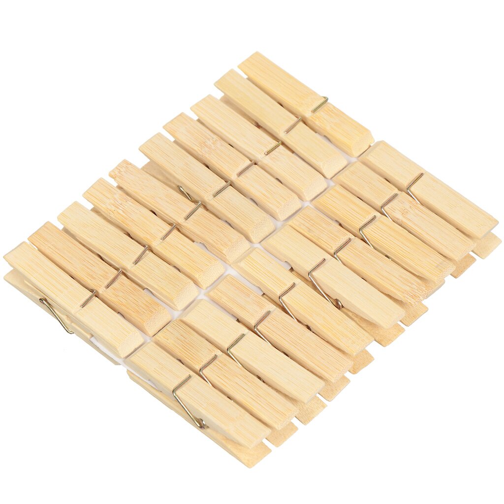 Прищепки бамбук, 20 шт, 7 см, Bamboo, Y3-721 деревянные прищепки для белья рыжий кот
