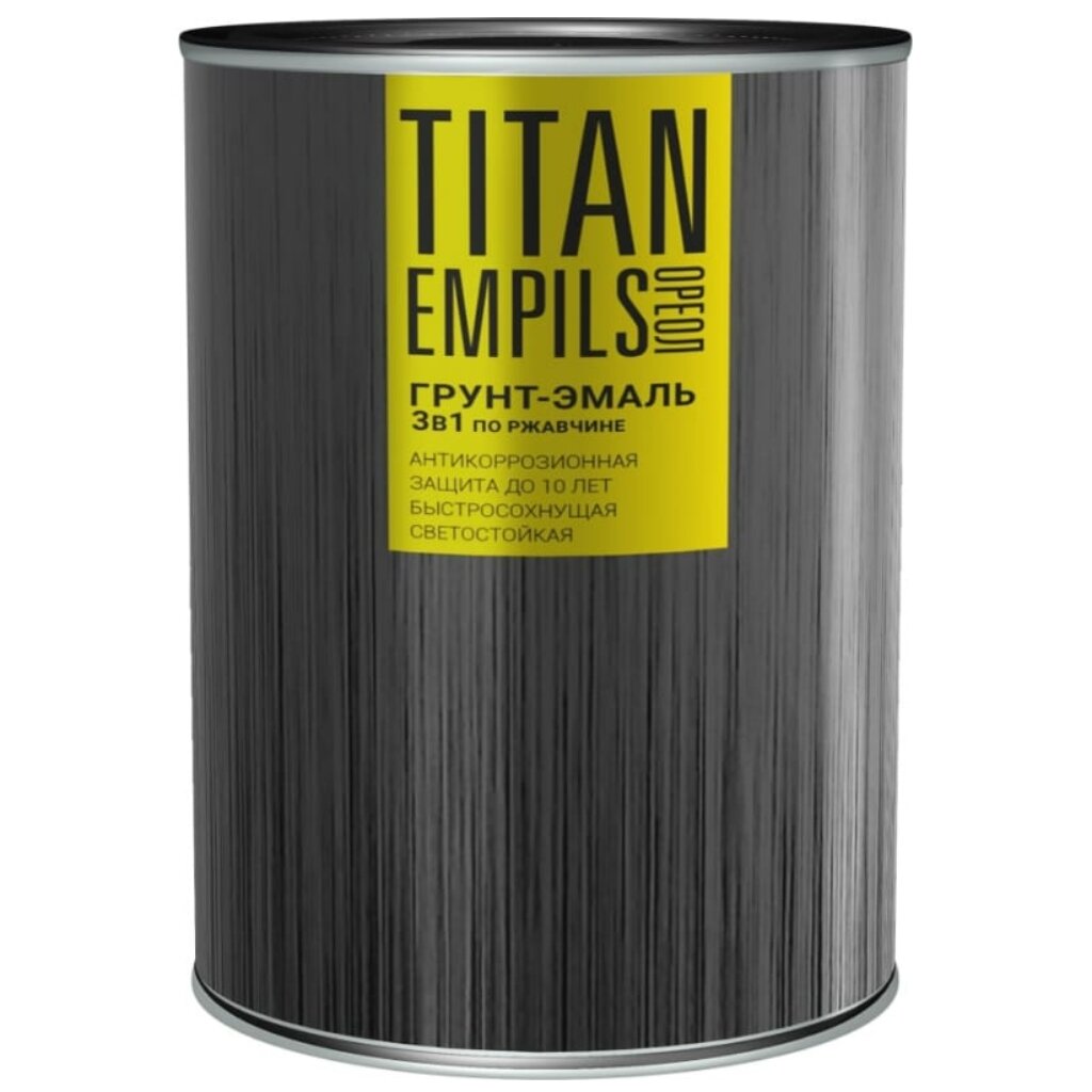 Грунт-эмаль Ореол, Титан, по ржавчине, алкидная, черная, RAL 9005, 0.9 кг грунт эмаль ореол титан по ржавчине алкидная красно коричневая 2 7 кг