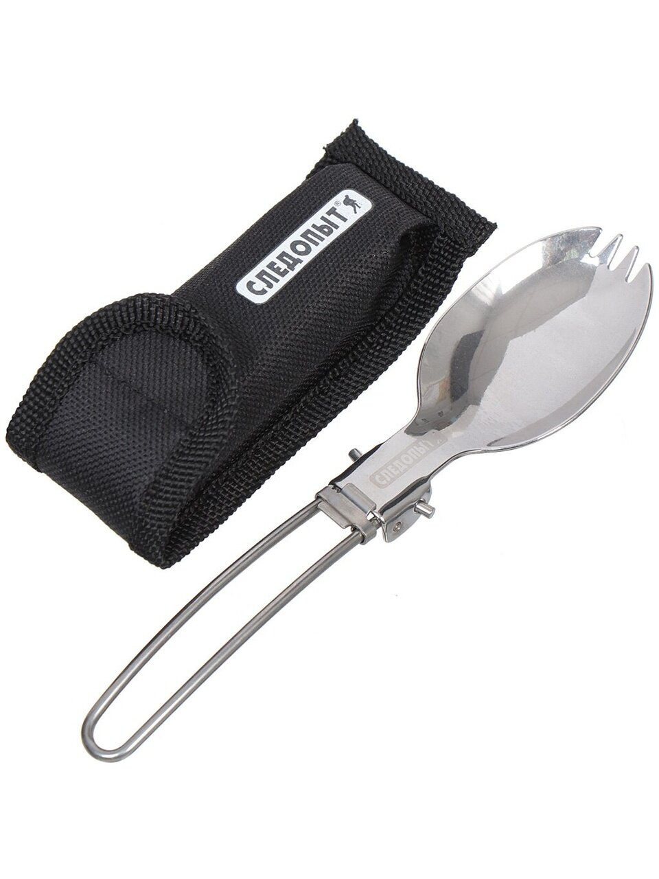 Ложка-вилка походная, нержавеющая сталь, складная, в чехле, Следопыт, PF-CWS-P33