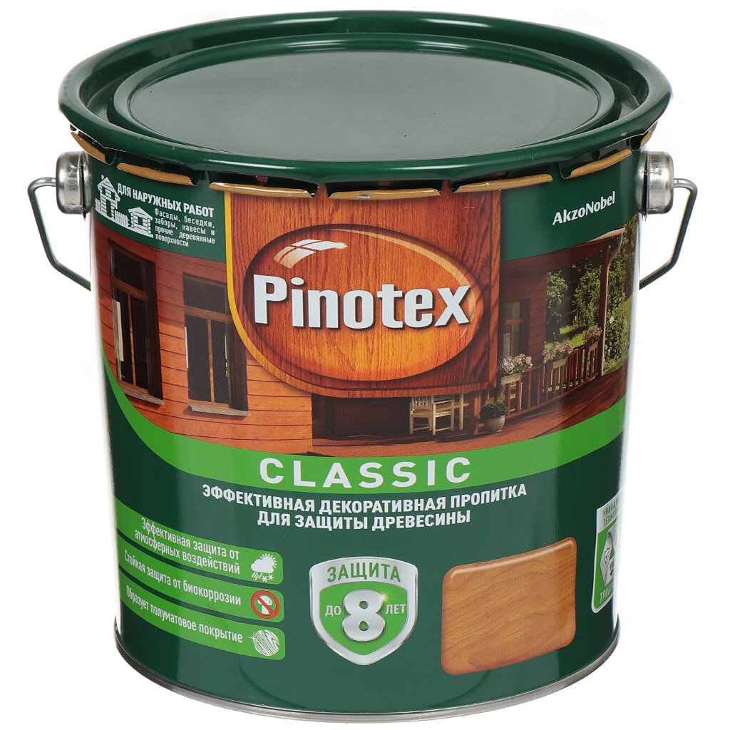 Пропитка для дерева Pinotex Classic дуб, 2.7 л