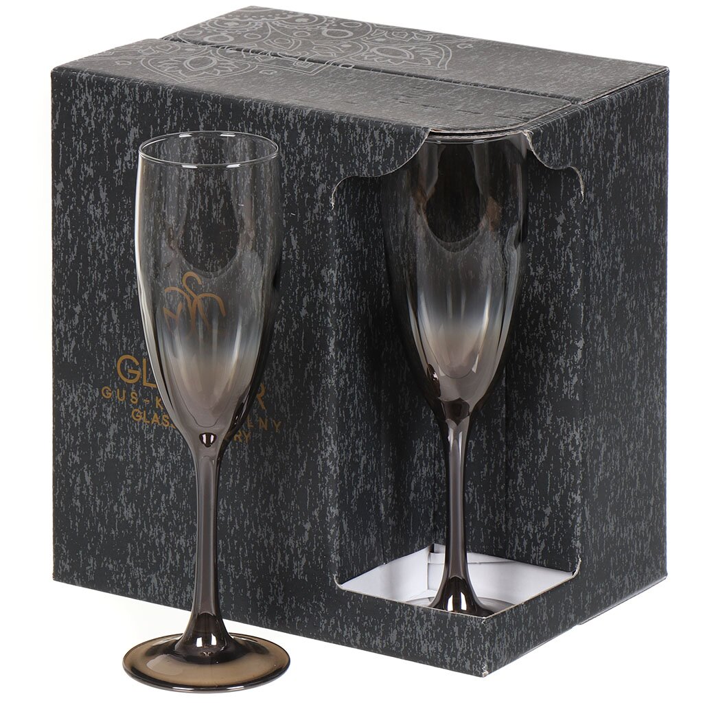 Бокал для шампанского, 170 мл, стекло, 6 шт, Glasstar, Шоколад Омбре, RNСHO_1687_3 кисть для дизайна ногтей омбре 19 см d 5 × 12 мм коричневый