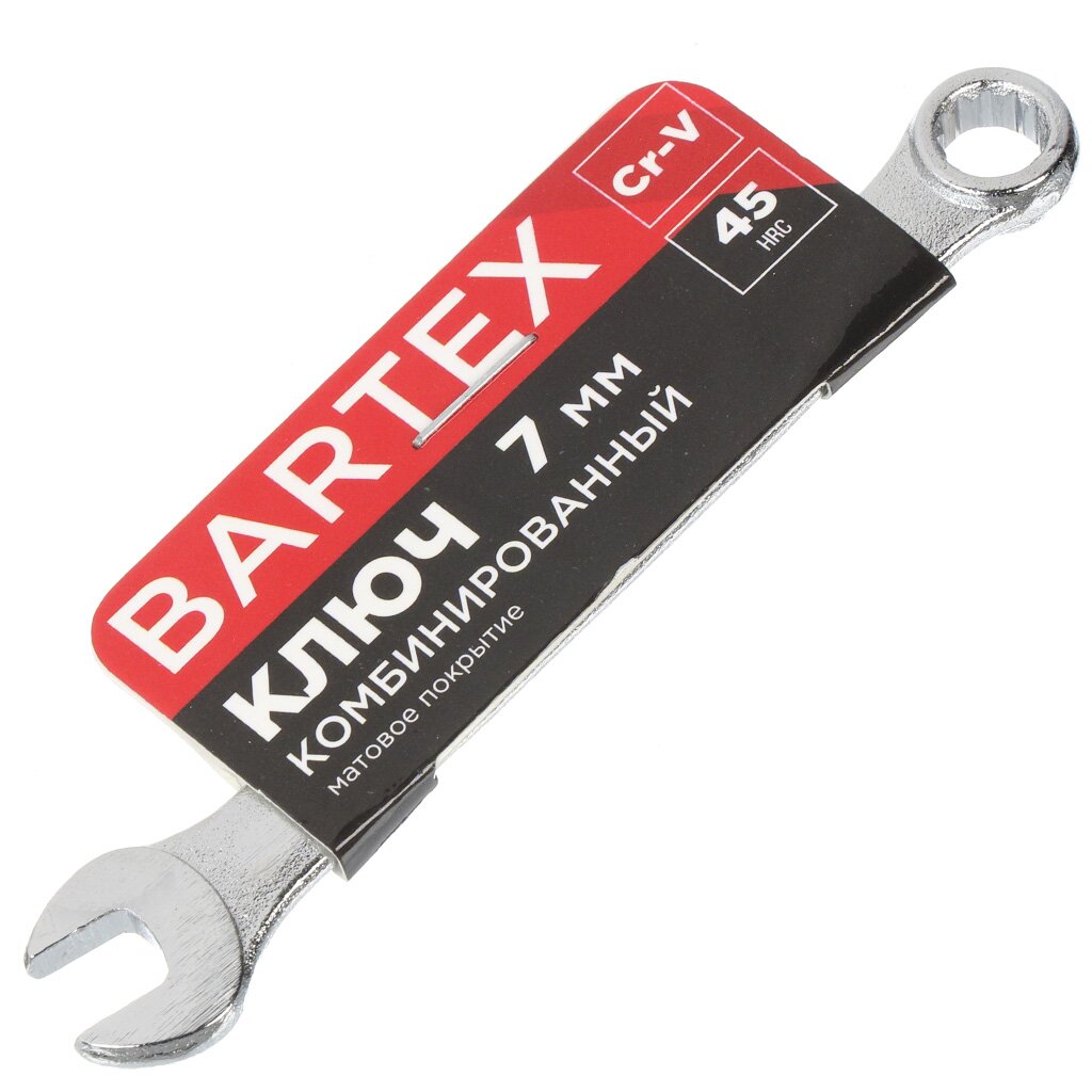 Ключ комбинированный, Bartex, 7 мм, CrV сталь, Эко ключ трещотка bartex 150 мм 1 4 crv сталь с переключателем