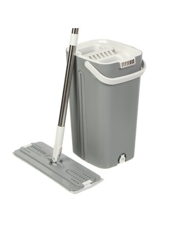 Набор для уборки ведро с отжимом, швабра микрофибра, серый, Марья Искусница, YYS-06