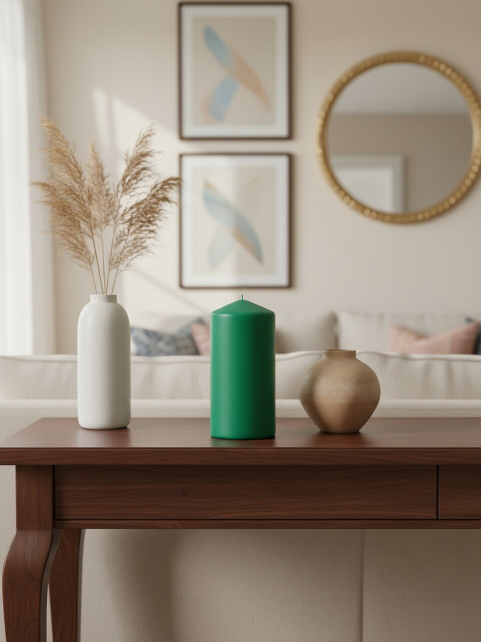 Свеча декоративная, 15х7 см, колонна, изумруд, Bartek Candles, Вельвет