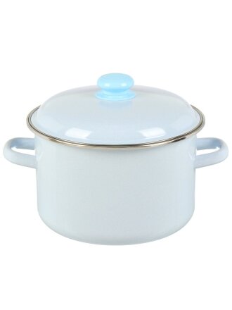 Кастрюля эмалированная сталь, 5.5 л, крышка сталь, цилиндрическая, Сибирские товары, 9MD221P, серо-голубая, индукция