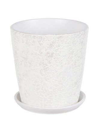 Горшок керамика, 2.6 л, 18х18.5 см, белый, Лава №4, 010280