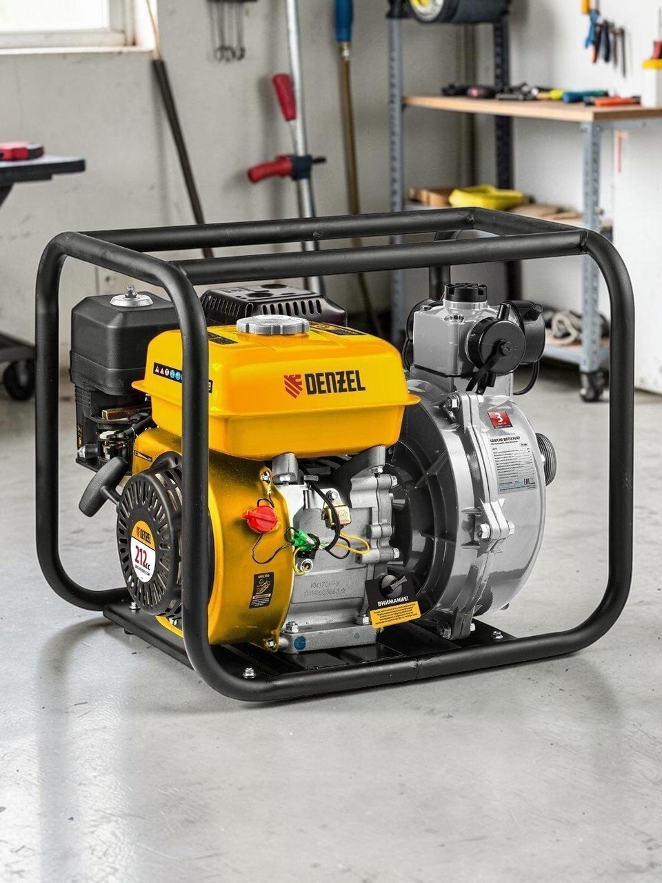 Мотопомпа бензиновая Denzel, 2 '', глубина погружения 8 м, максимальный напор 65 м, 36 м³/ч, 600 л/мин, PX-50H
