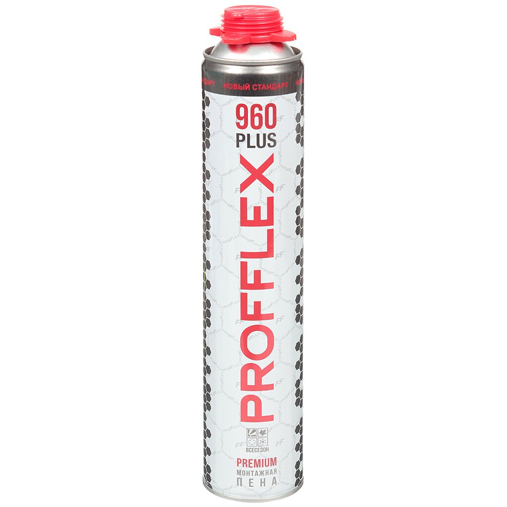 Пена монтажная Profflex, Premium 960 Plus, профессиональная, 65 л, 850 мл, 960 г, всесезонная