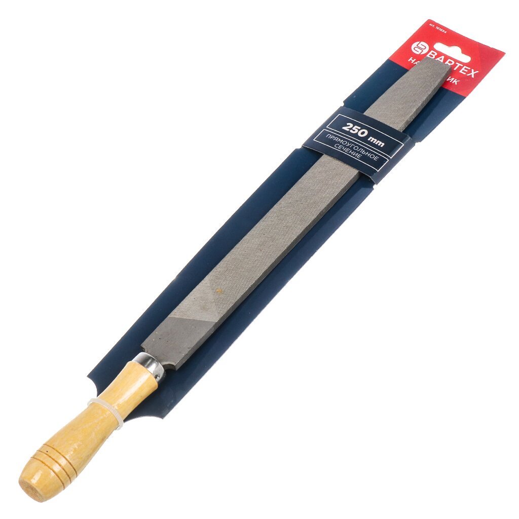 Напильник плоский, 250 мм, №2, деревянная ручка, Bartex, 12020 напильник круглый 200 мм 2 деревянная ручка bartex 12009