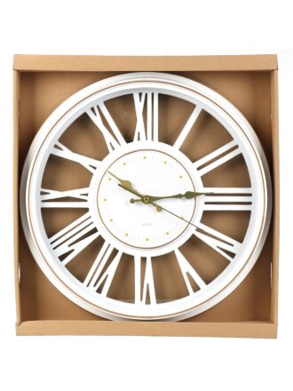 Часы настенные, кварцевые, 43 см, круглые, пластик, белые, Y6-10676