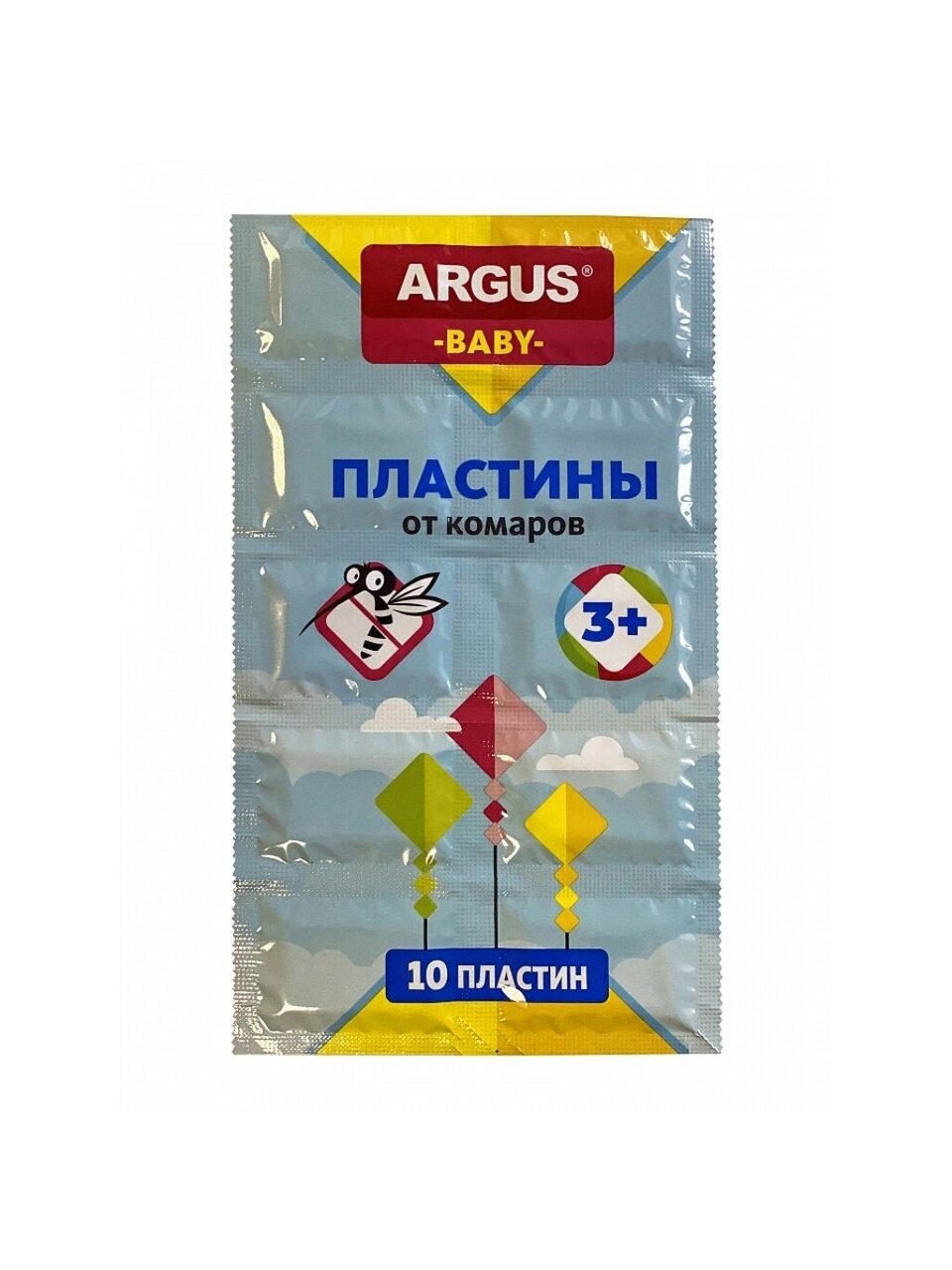 Репеллент от комаров, пластина, без запаха, для детей, Argus, Baby, 10 шт, АR-010