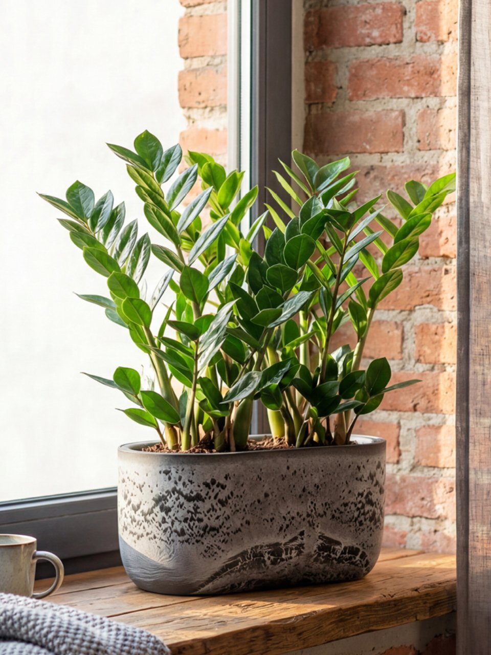 Кашпо пластик, 6 л, 18.6х38.5х16.2 см, овал, со вставкой, серый слайн, Idea, Микрит, М 3274