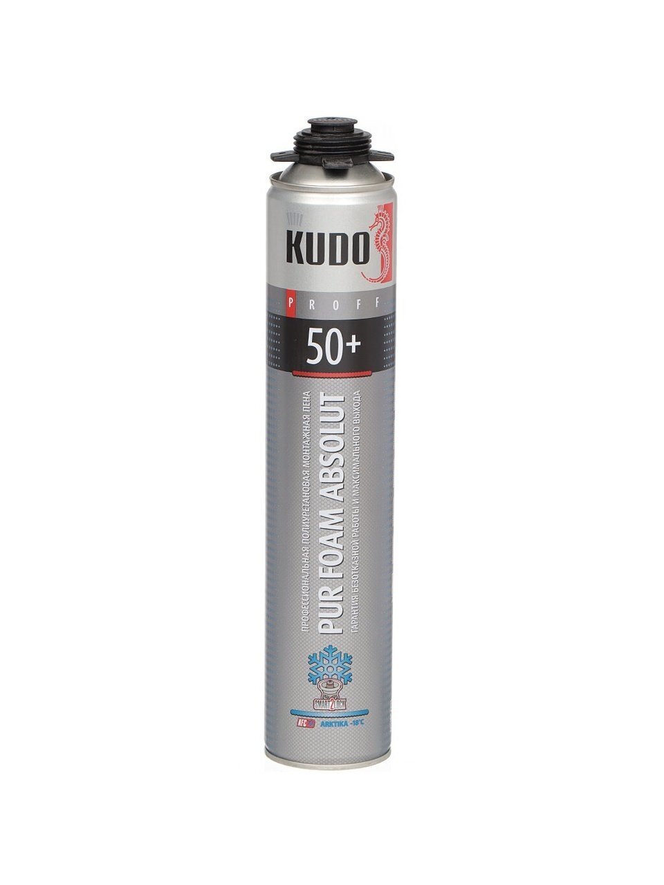 Пена монтажная KUDO, Proff 50+ Absolut Arktika, профессиональная, 50 л, 1 л, до -18°, зимняя, KUPP10W50+