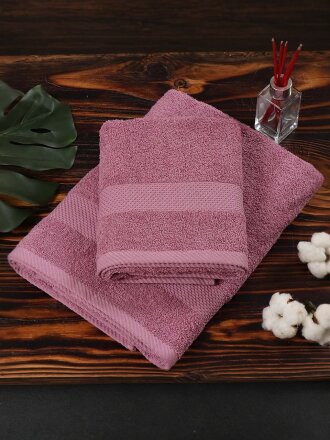 Полотенце банное 50х90 см, 100% хлопок, 380 г/м2, Грация, Silvano, темный/сухая роза, Узбекистан, AI-3105030