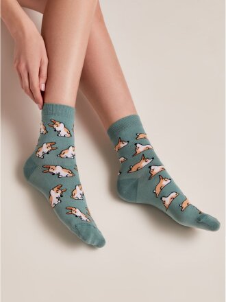 Носки для женщин, Conte, Happy, 388, серо-бирюзовые, р. 23-25, 17С-21СП