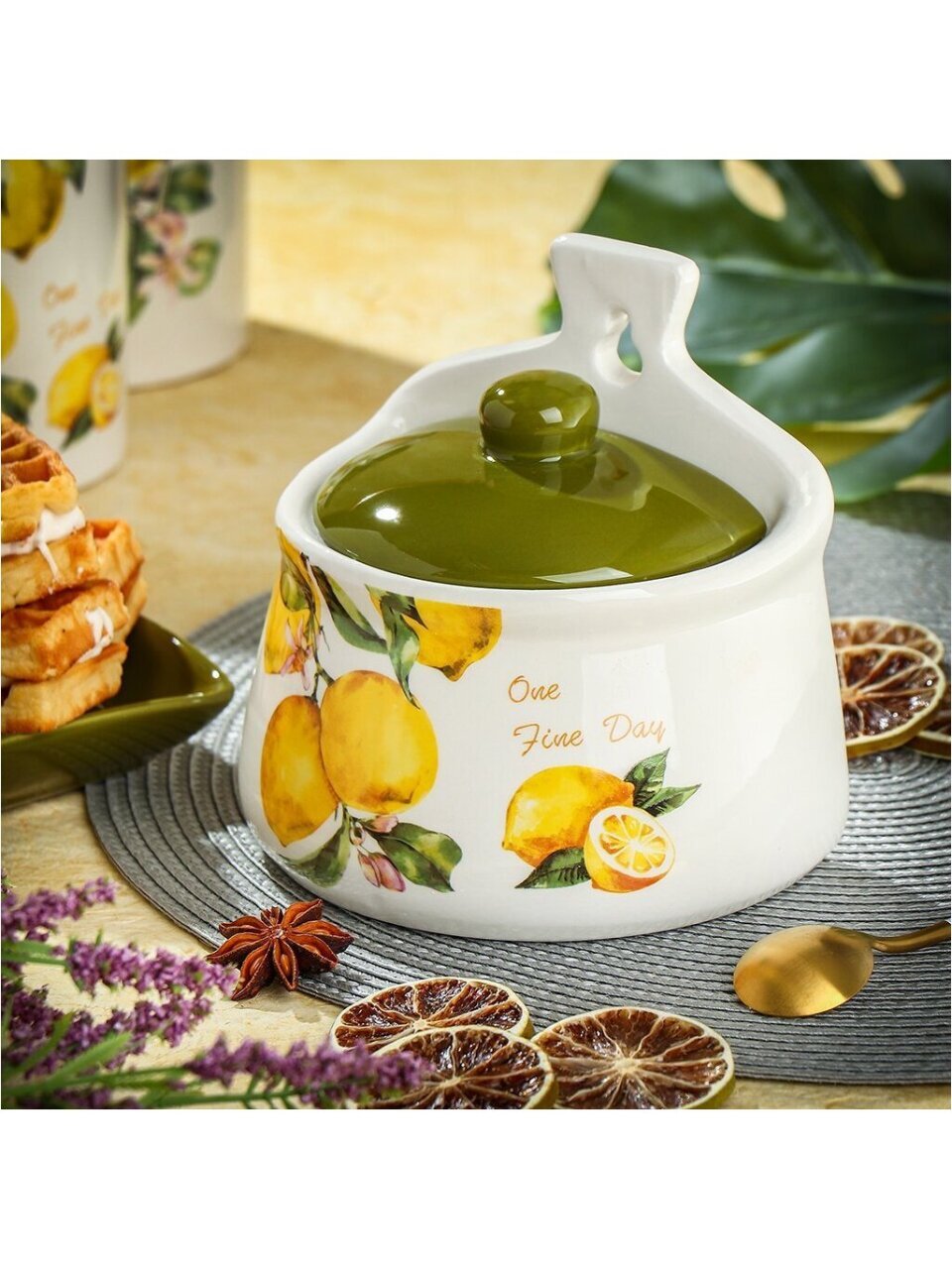 Банка для сыпучих продуктов, доломит, 0.5 л, с крышкой, Daniks, Лучиано