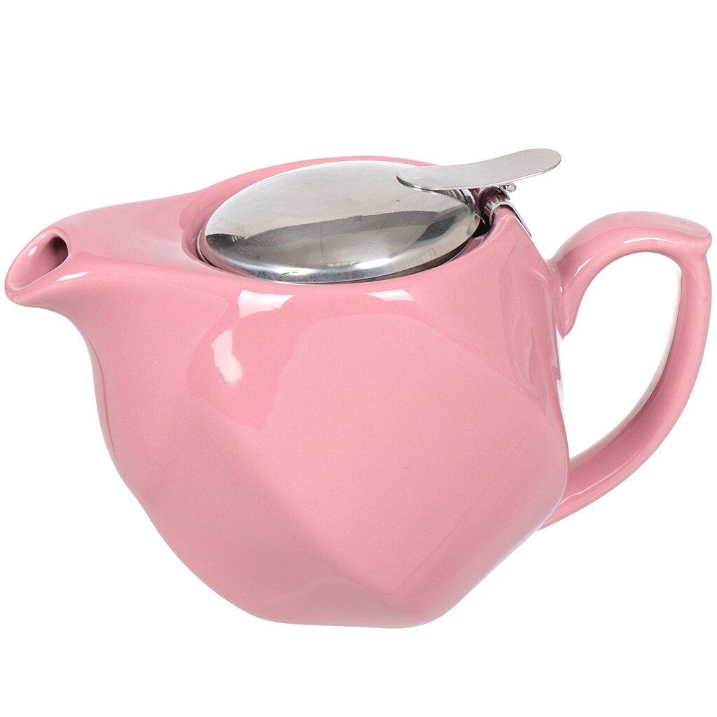 Чайник заварочный керамика, 0.5 л, с ситечком, Розовый, 470-352