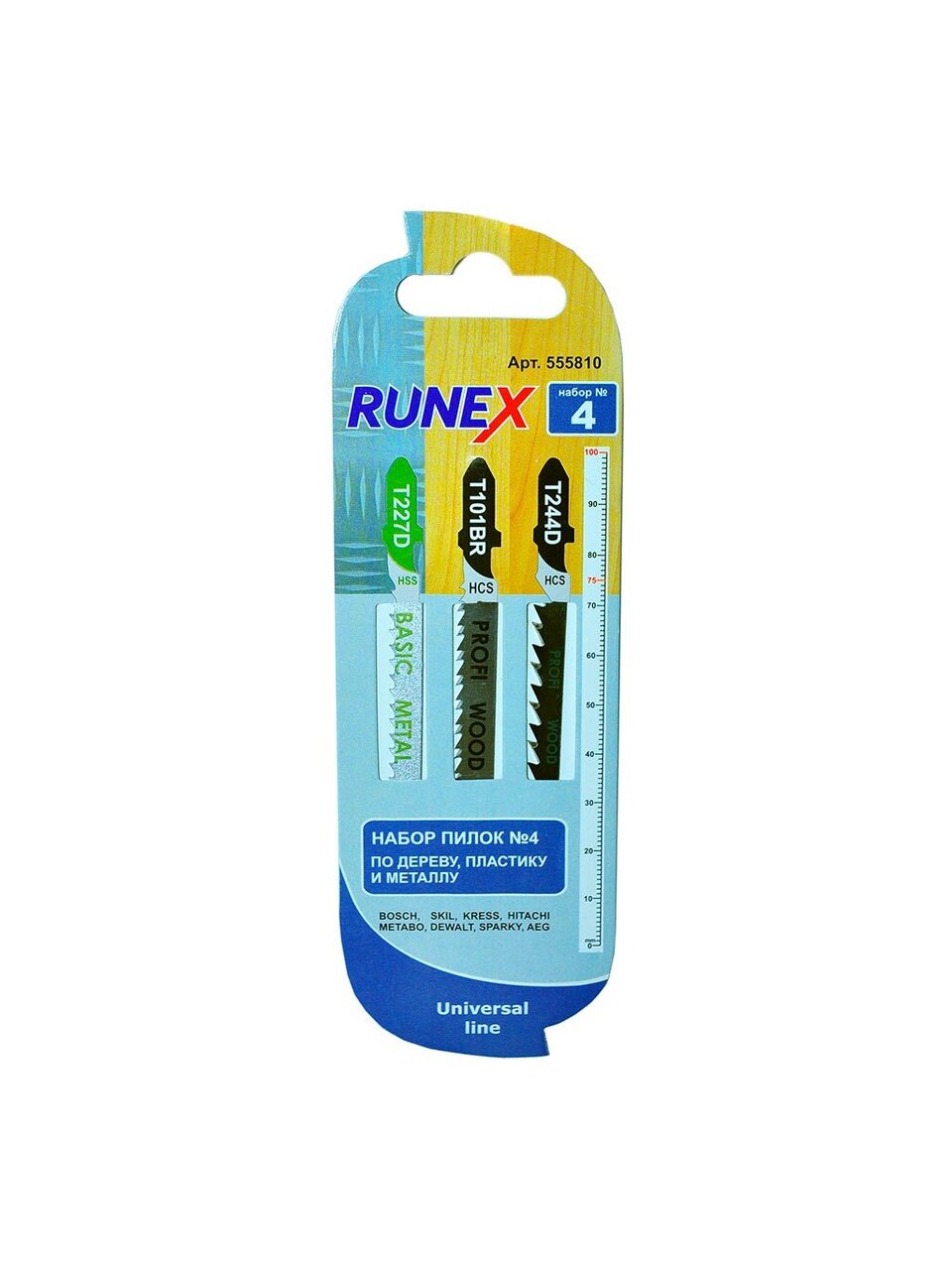 Набор пилок для электролобзика, Runex, T227D/Т101BR/Т244D №4, по дереву, металлу, пластику, 3 шт, 555810