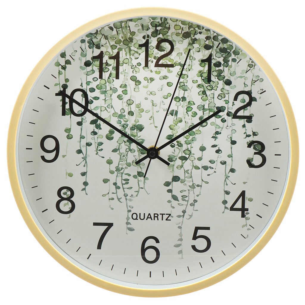 Часы настенные, кварцевые, 30 см, круглые, пластик, стекло, Y6-6085