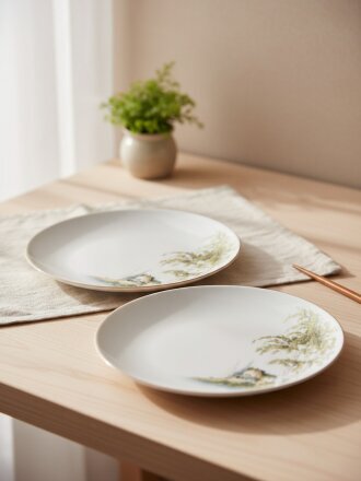 Набор тарелок закусочный, фарфор, 2 шт, 20.5 см, круглый, Березки, Lefard, 85-2014, белый