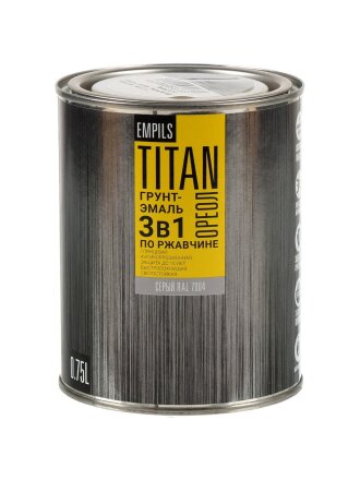 Грунт-эмаль Ореол, Титан, по ржавчине, алкидная, серая, RAL 7004, 0.75 кг