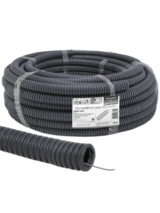 Труба ПВХ, гофрированная, диаметр 20 мм, с протяжкой, 100 м, TDM Electric, Народная, SQ0401-0302