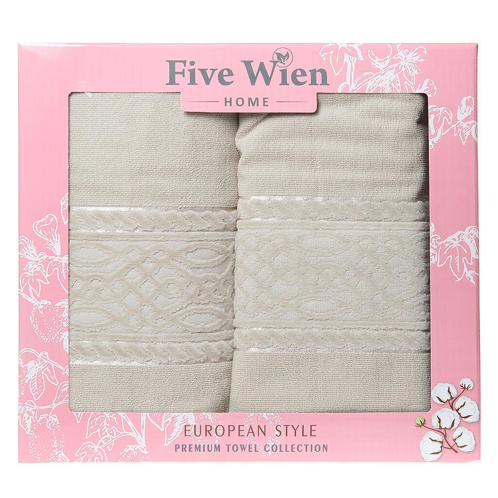 т Полотенце набор 2пр 50*90, 70*140 хлопок Узор бежевый + под. уп.