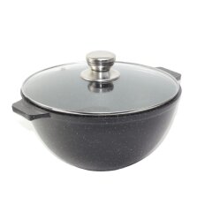 Казан алюминий, антипригарное покрытие, 4 л, Granit Perfection black, с крышкой, Алтей, 04-0450-310