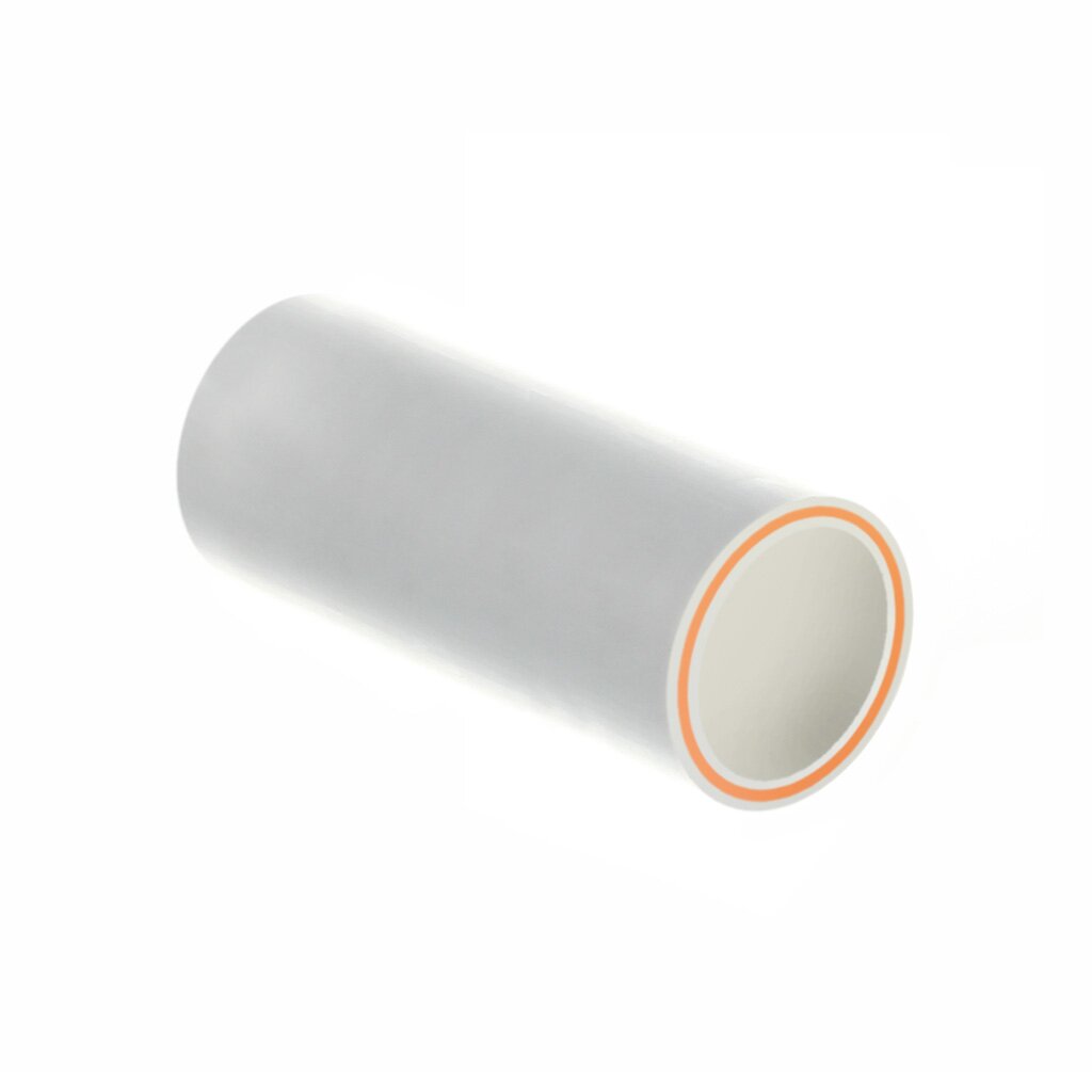 Труба полипропиленовая для отопления, стекловолокно, диаметр 32х4.4х4000 мм, 20 бар, белая, СТК