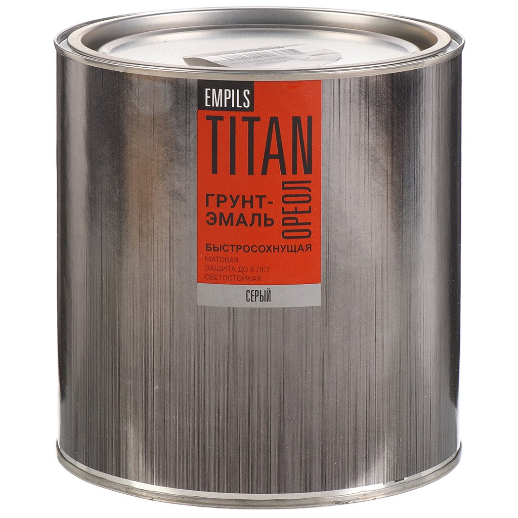 Грунт-эмаль Ореол, Титан, быстросохнущая, алкидная, матовая, серая, 2.7 кг эмаль акриловая ореол глянцевая серый 0 9 кг