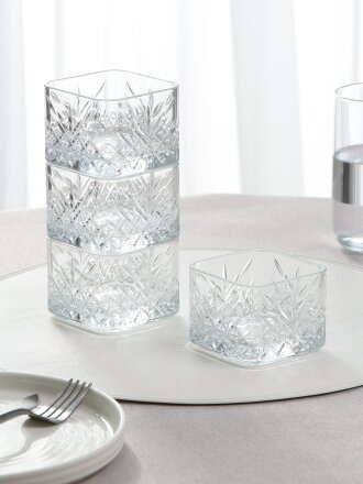 Салатник стекло, квадратный, 4 шт, 8х6 см, 0.235 л, Timeless, Pasabahce, 530240