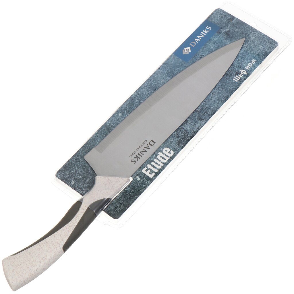 Нож кухонный Daniks, Etude, шеф-нож, нержавеющая сталь, 20 см, рукоятка пластик, YW-A377Y-CH