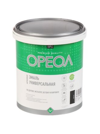 Эмаль Ореол, для внутренних и наружных работ, акриловая, матовая, черная, 3 кг