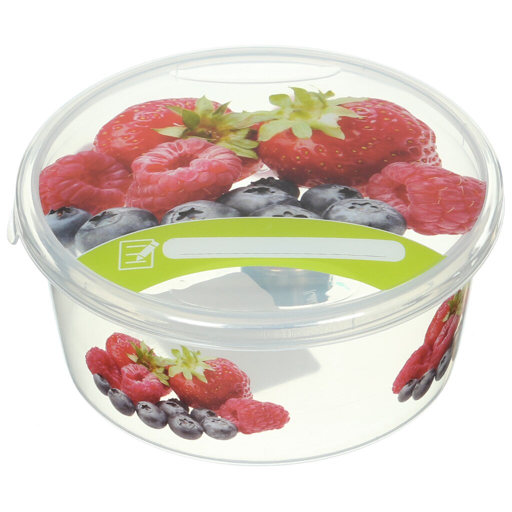 Контейнер пищевой пластмассовый Plastic Centre Браво Круг ПЦ1066 ягоды, 0.5 л, в ассортименте