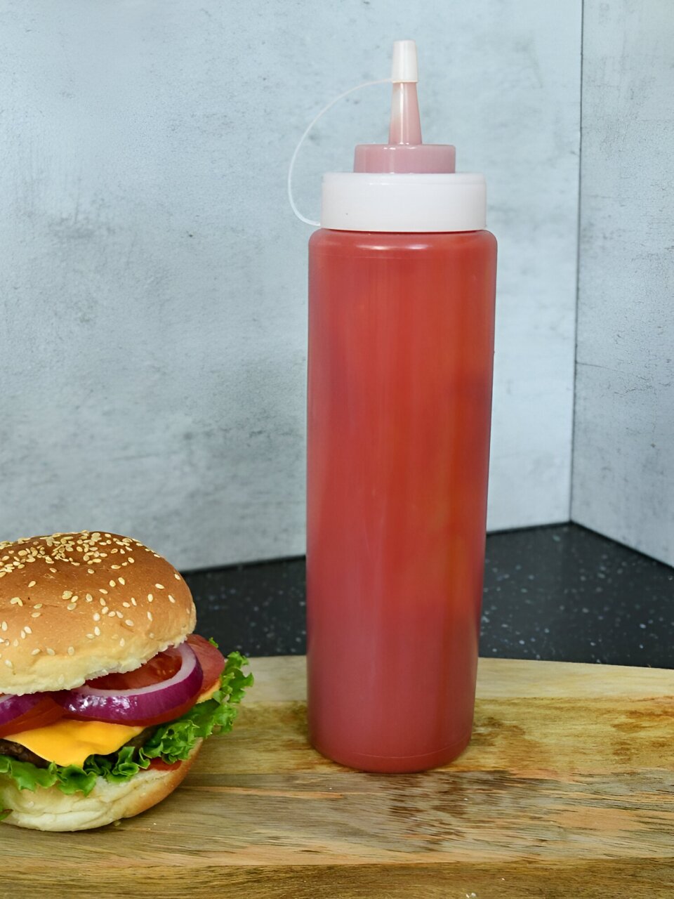 Бутылка для соуса полипропилен, Мультидом, 480 мл, с крышкой, белая, MS80-250