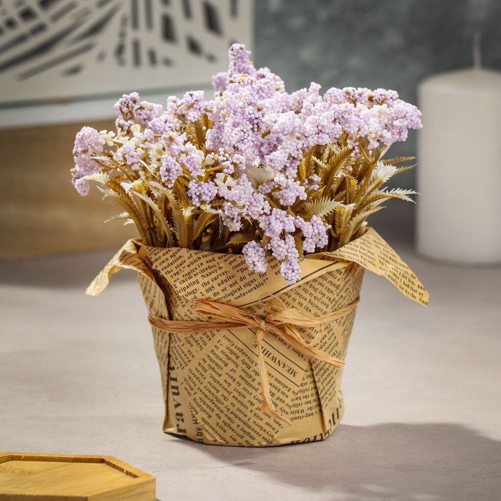 Цветок искусственный декоративный в кашпо, 15х7 см, светло-фиолетовый, Y6-10379 ок искусственный декоративный пряные травы в кашпо 16 см y6 2052