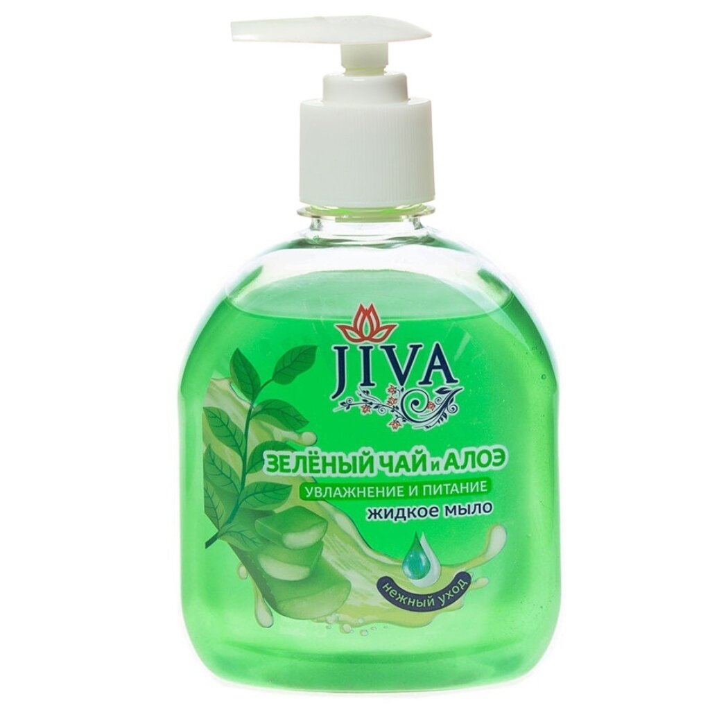 Мыло жидкое Jiva, Зеленый чай/алоэ, 300 мл жидкое мыло для тела lion hadakara увлажняющее с ароматом зеленых фруктов 750 мл