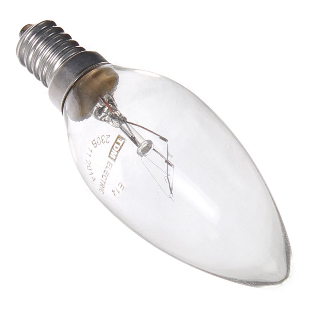 Лампа накаливания E14, 40 Вт, свеча, прозрачная, TDM Electric, SQ0332-0009