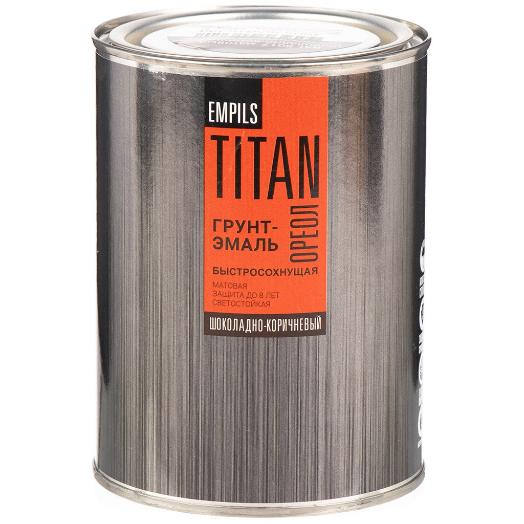 Грунт-эмаль Ореол, Титан, быстросохнущая, алкидная, матовая, шоколадно-коричневая, RAL 8017, 0.9 кг грунт эмаль ореол титан по ржавчине алкидная желтая ral 1021 2 7 кг