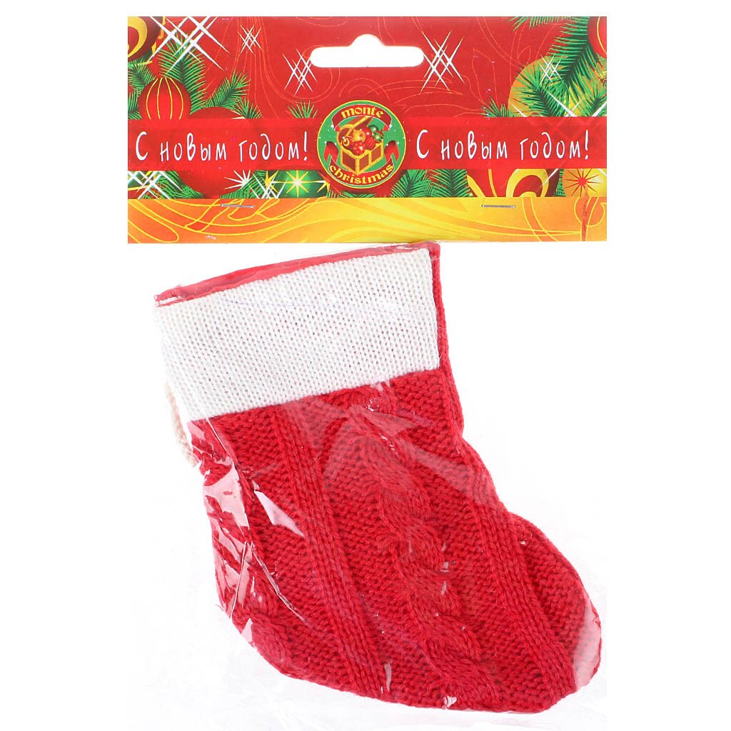 Елочное украшение Monte Christmas, Новогодний носок, 12 см, подарочная упаковка с хедером, N6090076