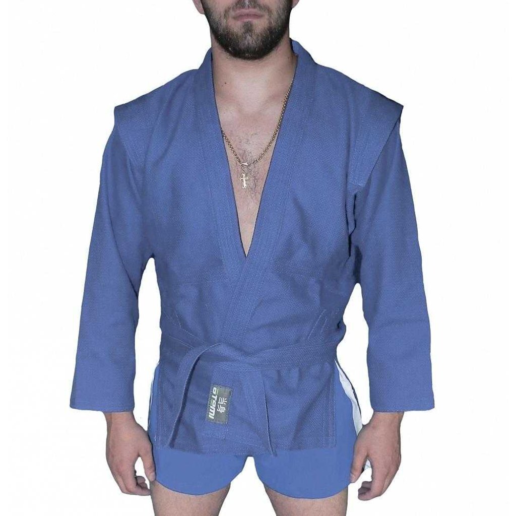 Куртка для самбо Atemi с поясом без подкладки, синяя, пл-ть 550г/м2, размер, 36, AX5, 00000100375