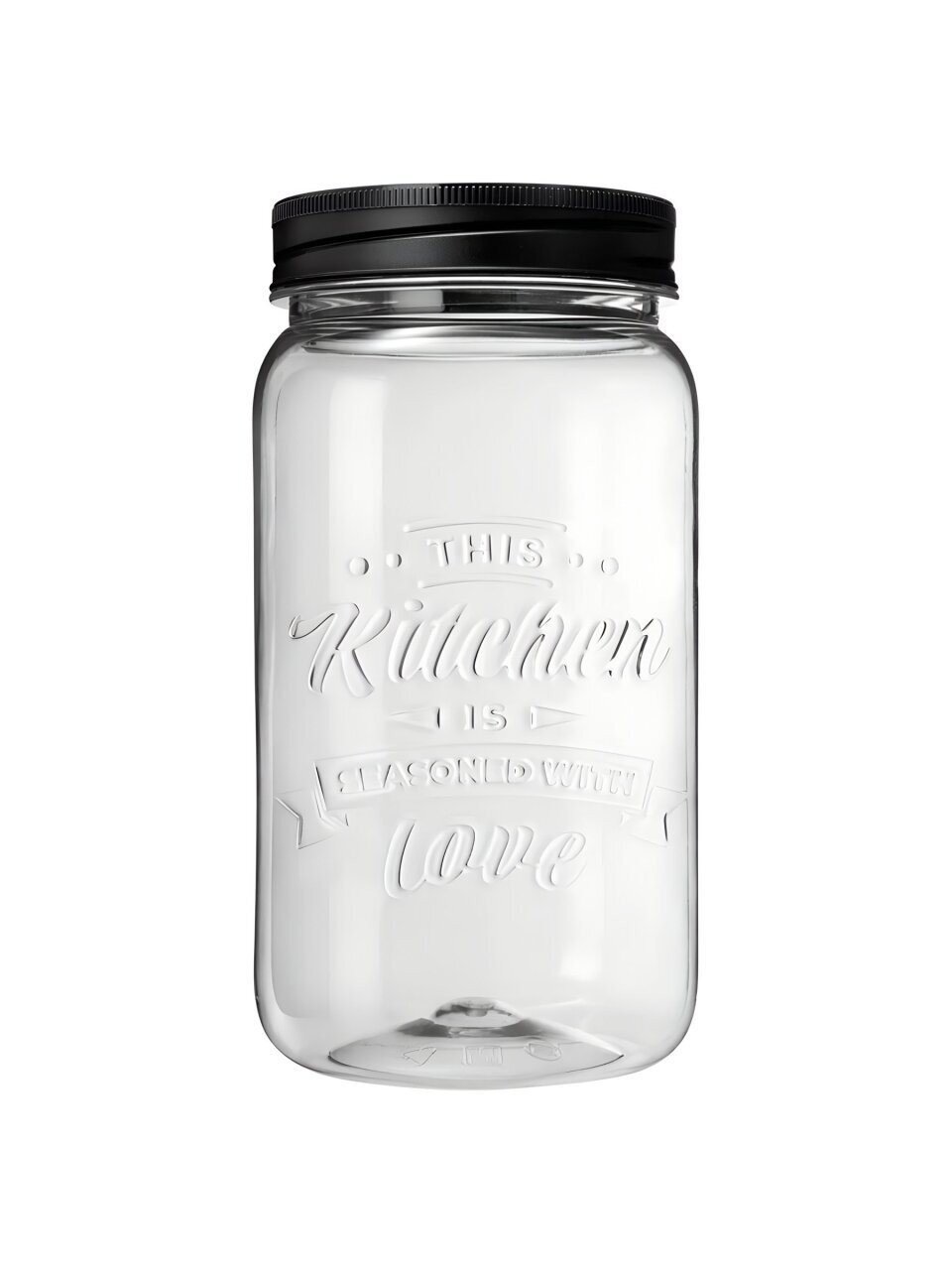 Банка пластик, 1.4 л, 10х10х19 см, с крышкой, с эмбоссингом, Бытпласт, Love Kitchen, 440200113, черная