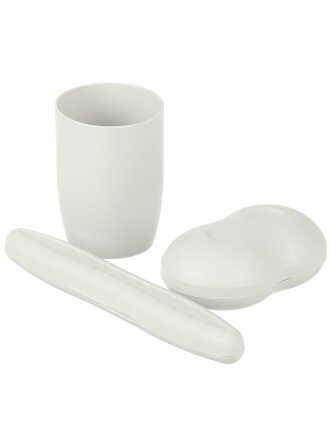 Набор дорожный 3 предмета, Martika, светло-серый, пластик, мыльница, футляр для зубной щетки, стакан, 220х120х80 мм, С16СЕР