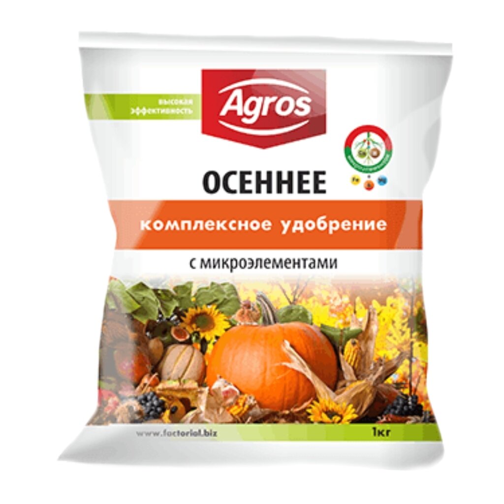 

Удобрение Осеннее комплексное, с микроэлементами, минеральный, 1 кг, Agros