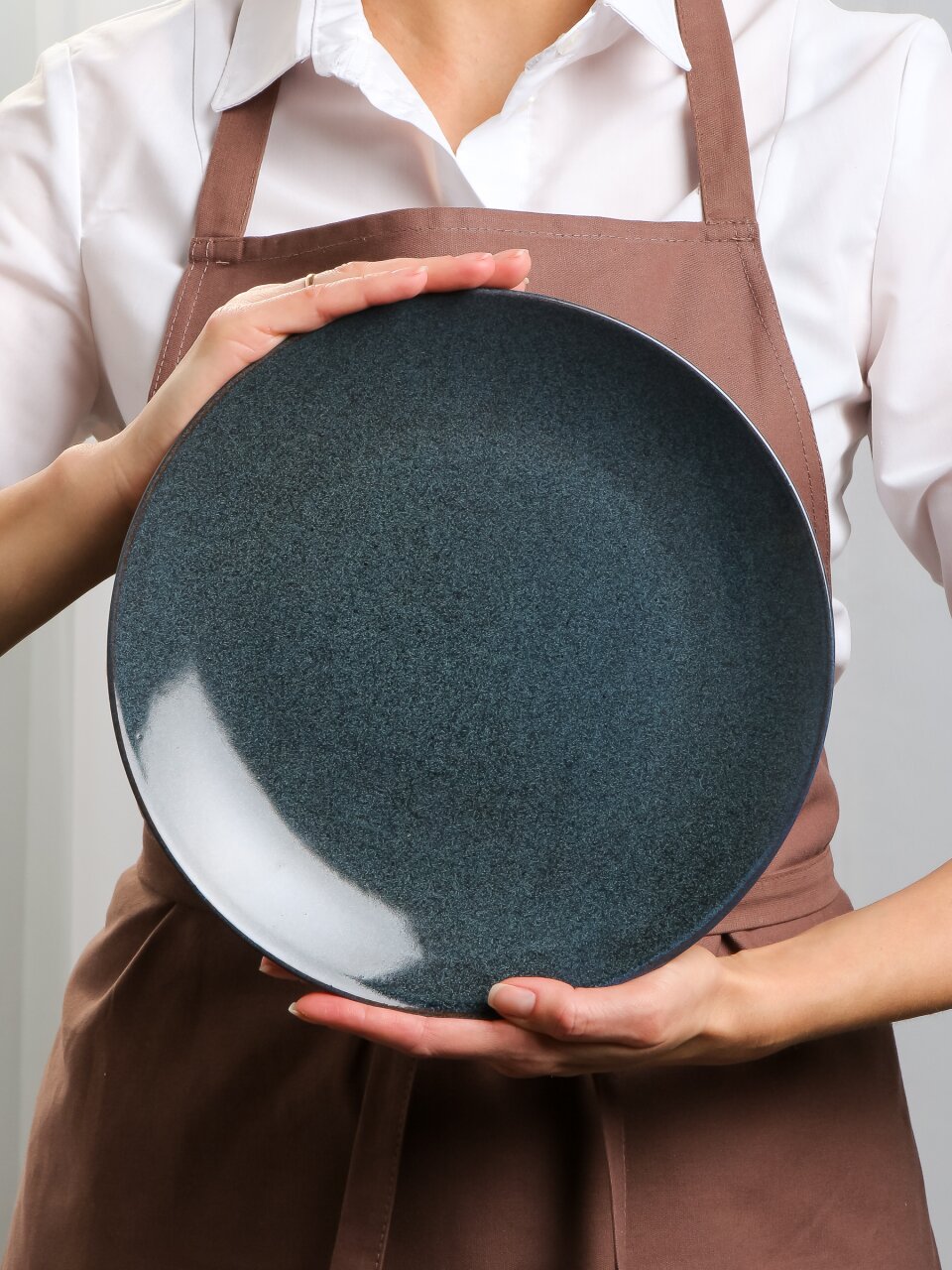 Тарелка обеденная, фарфор, 26 см, Индиго, Daniks, 15ТП26001