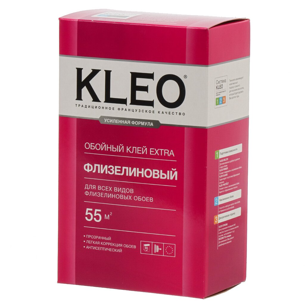 

Клей для флизелиновых обоев, Kleo, Extra, 55 кв.м., 380 г, 030 EXTRA 55