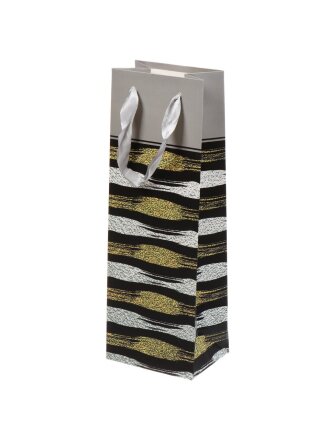 Пакет подарочный бумага, 12х9х35 см, в ассортименте, под бутылку, Y4-5637