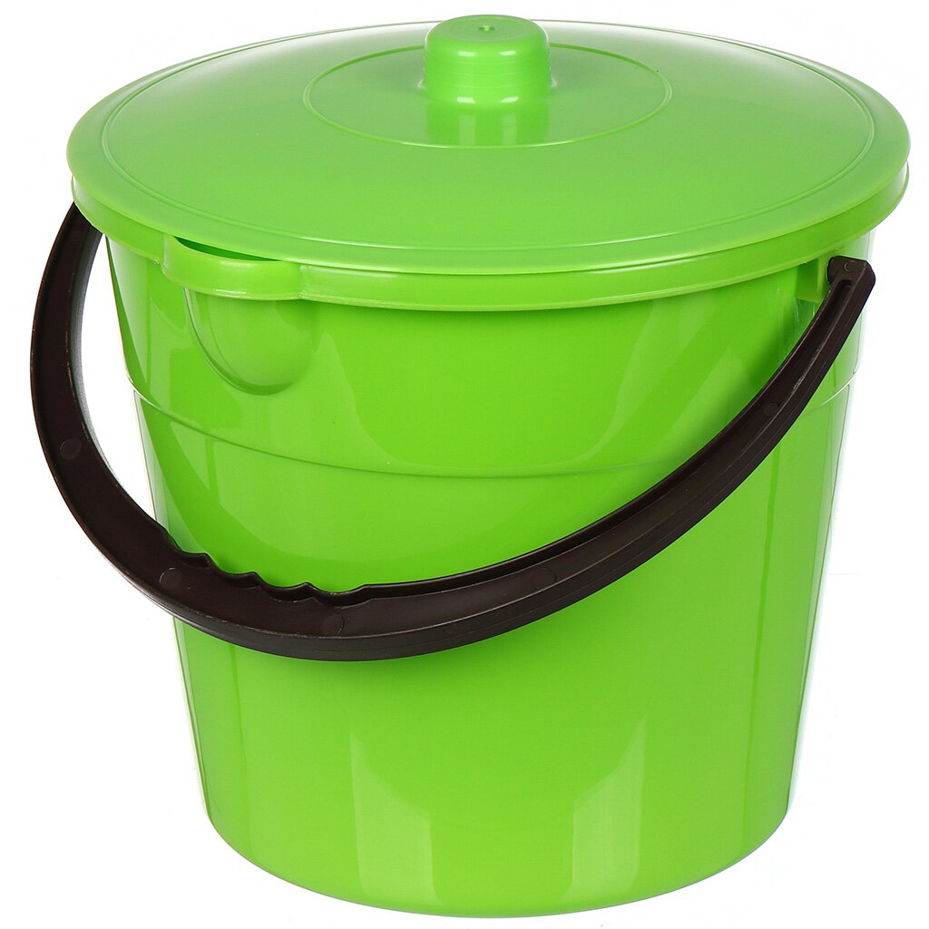 Ведро пластик, 10 л, с крышкой, салатовый/зеленое, хозяйственное, IS40018/1 ведро туалет пластик 24 л зеленое idea м2460