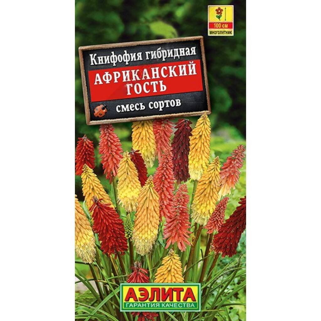 Семена Цветы, Книфофия, Африканский гость, смесь сортов, цветная упаковка, Аэлита