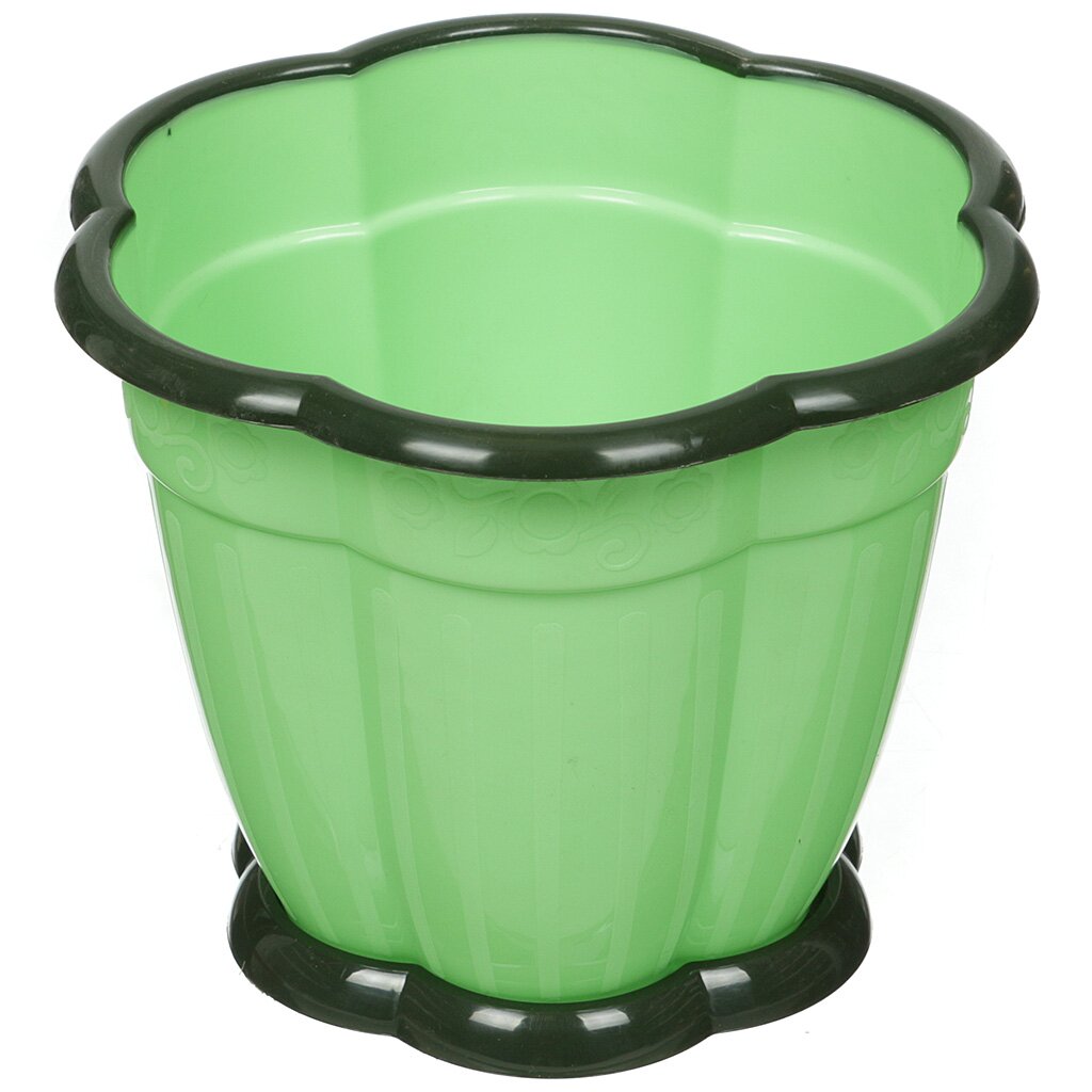 Горшок для цветов пластик, 1.5 л, 16х12.2 см, зеленый, Альтернатива, Восторг, М1218 журнальный столик круглый 47 8x51 6 см сине зеленый